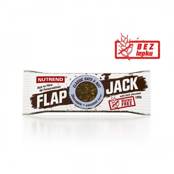 Tyčinka FLAPJACK GLUTEN FREE čokoláda a kokos s hořkou čokoládou 100g Nutrend