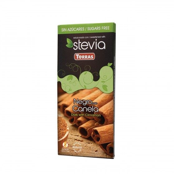 Hořká čokoláda slazená sladidlem z rostliny STEVIA se skořicí 125g Torras