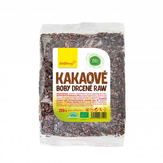 Kakaové boby drcené BIO 250 g Wolfberry