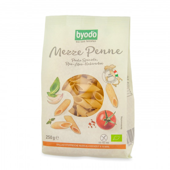 Těstoviny - Bezlepkové penne - rýže, kukuřice, cizrna BIO 250 g Byodo