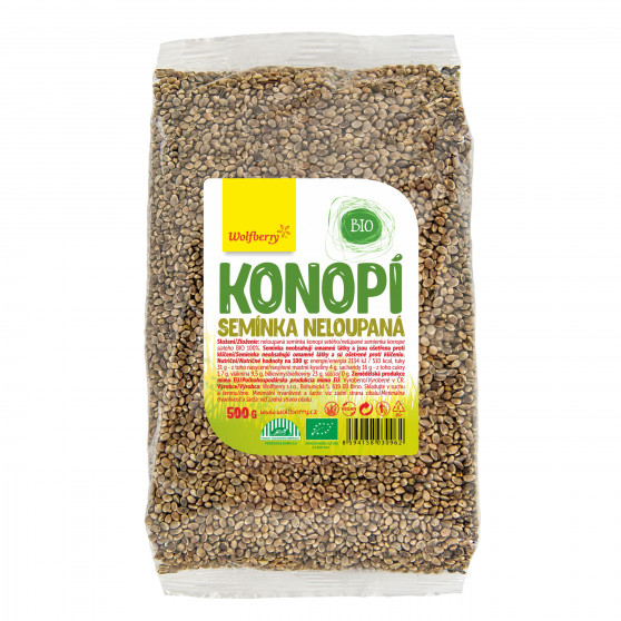 Konopné semínko neloupané BIO 500g Wolfberry